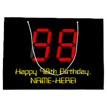 98º cumpleaños: Red Digital Clock Style "98" + Nom