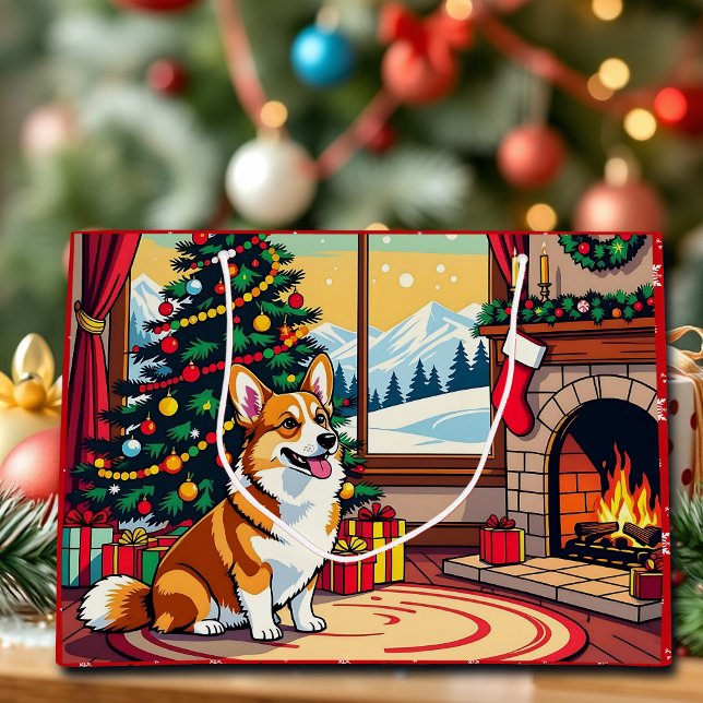 Bolsa De Regalo Grande A Cute Festive Corgi Christmas (Subido por el creador)