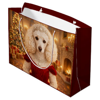 Bolsa De Regalo Grande A Poodle Christmas Holiday 