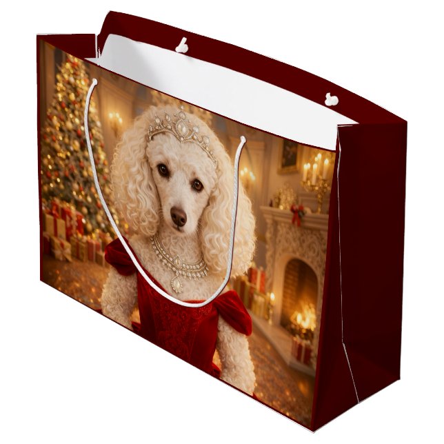 Bolsa De Regalo Grande A Poodle Christmas Holiday  (Angulo reverso)