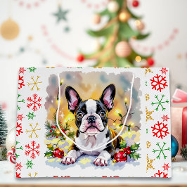 Bolsa De Regalo Grande A Sweet Boston Terrier Christmas