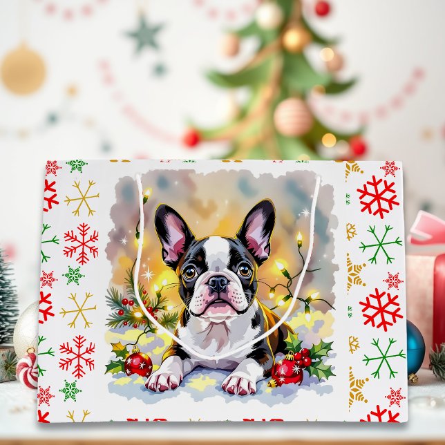Bolsa De Regalo Grande A Sweet Boston Terrier Christmas (Subido por el creador)