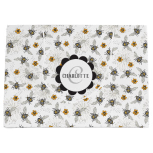 Bolsa De Regalo Grande Abeja Melífera Negra de Moda para Primavera y Vera