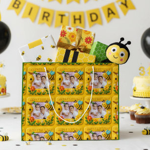 Bolsa De Regalo Grande Abejas personalizadas felices de cumpleaños