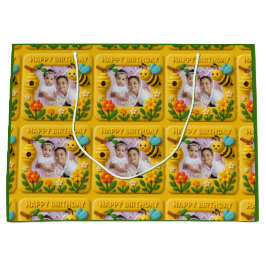 Bolsa De Regalo Grande Abejas personalizadas felices de cumpleaños