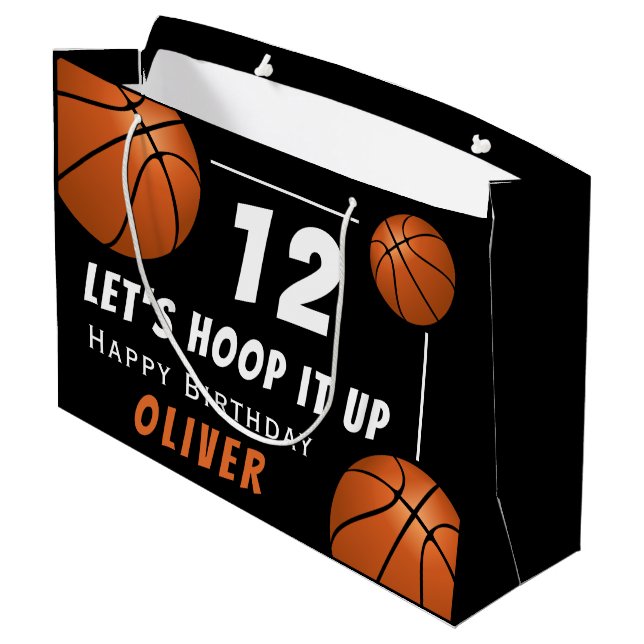 Bolsa De Regalo Grande Abróchenlo básquetbol Deportivos Niños Cumpleaños (Angulo reverso)