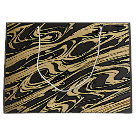Bolsa De Regalo Grande Abstract Fluid Art - Black Marble Effect