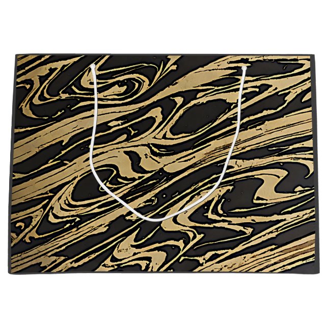 Bolsa De Regalo Grande Abstract Fluid Art - Black Marble Effect (Anverso)
