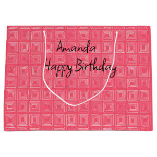 Bolsa De Regalo Grande abstracto geométrico de moda de sesenta años rosa