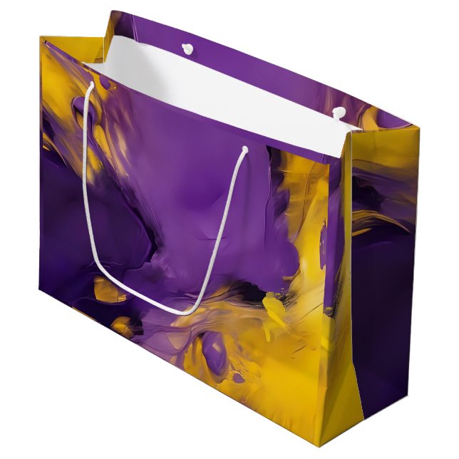 Bolsa De Regalo Grande Abstracto Morado y Dorado (Angulo Anverso)