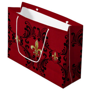 Bolsa De Regalo Grande Acanthus negro en rojo