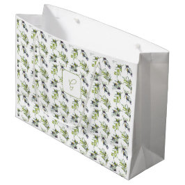 Bolsa De Regalo Grande Aceitunas Verde Sage Monograma Nombre Acuarela