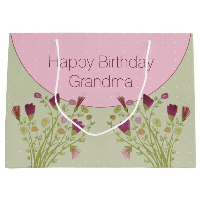 Bolsa De Regalo Grande Acentuación floral rosa (Anverso)