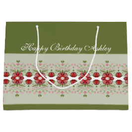 Bolsa De Regalo Grande Acentuación floral rosa