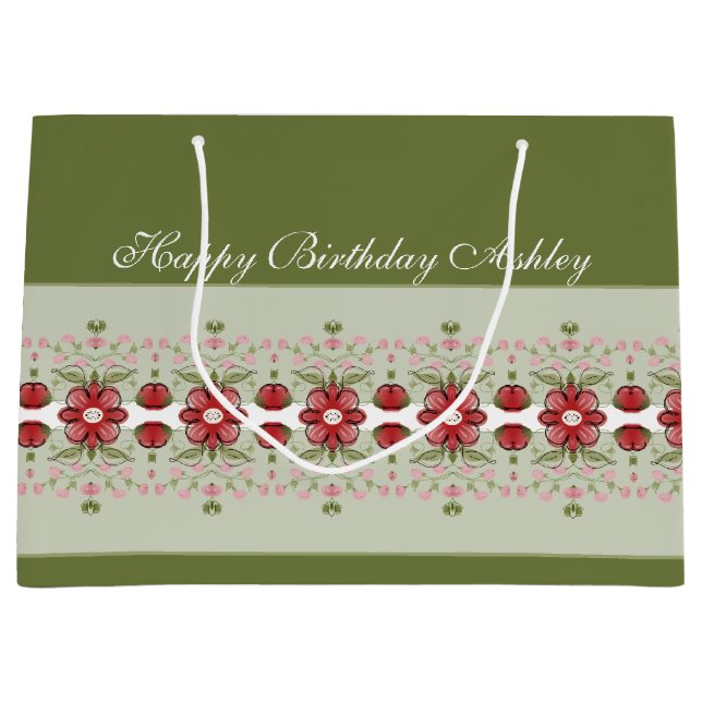 Bolsa De Regalo Grande Acentuación floral rosa (Anverso)