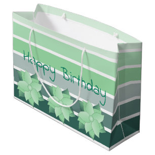 Bolsa De Regalo Grande Acentuación floral verde artesanal