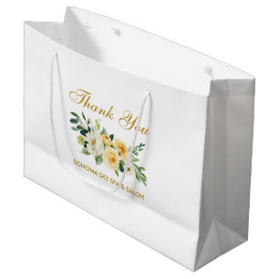 Bolsa De Regalo Grande Acuarela Amarillo Floral Oro Elegante Gracias