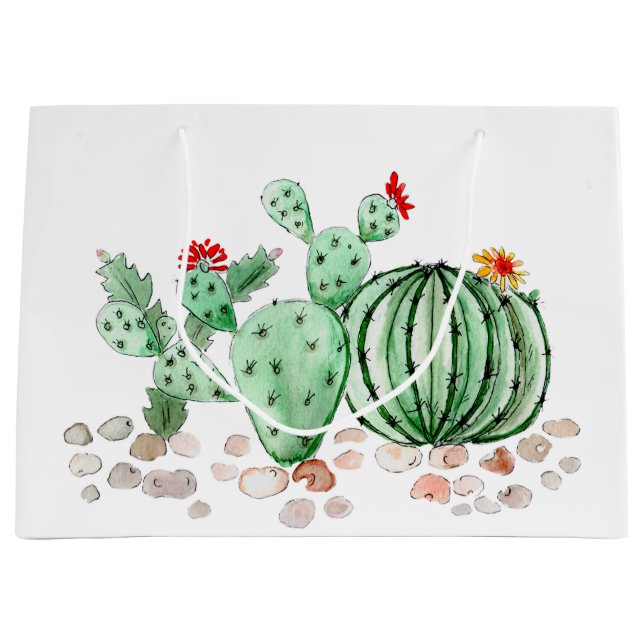 Bolsa De Regalo Grande acuarela, cactus (Anverso)
