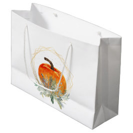 Bolsa De Regalo Grande Acuarela de calabaza de otoño rústica