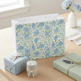 Bolsa De Regalo Grande Acuarela de flores silvestres verdes azules