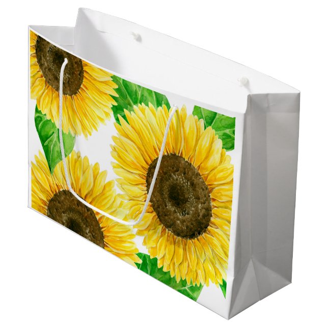 Bolsa De Regalo Grande acuarela de girasoles (Angulo Anverso)