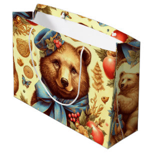 Bolsa De Regalo Grande Acuarela De Oso De Vintage Cutáneo