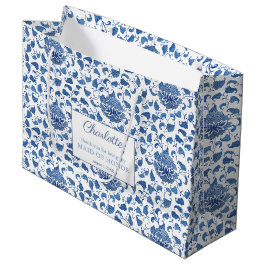 Bolsa De Regalo Grande Acuarela, doncella azul y blanca de honor gracias