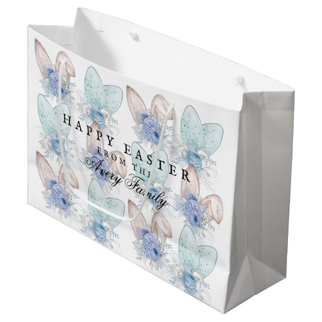 Bolsa De Regalo Grande Acuarela Feliz Pascua Personalizada (Angulo Anverso)