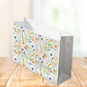 Bolsa De Regalo Grande Acuarela Flor Silvestre 
