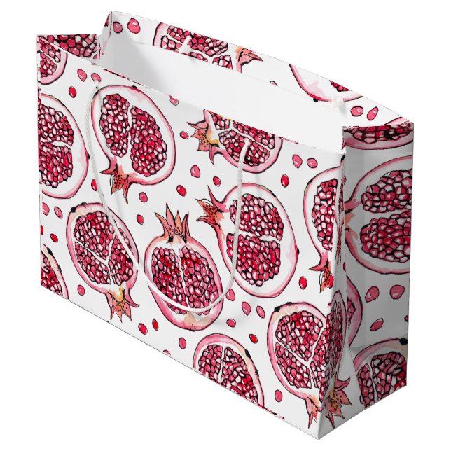 Bolsa De Regalo Grande acuarela granada y patrón de tinta (Angulo reverso)