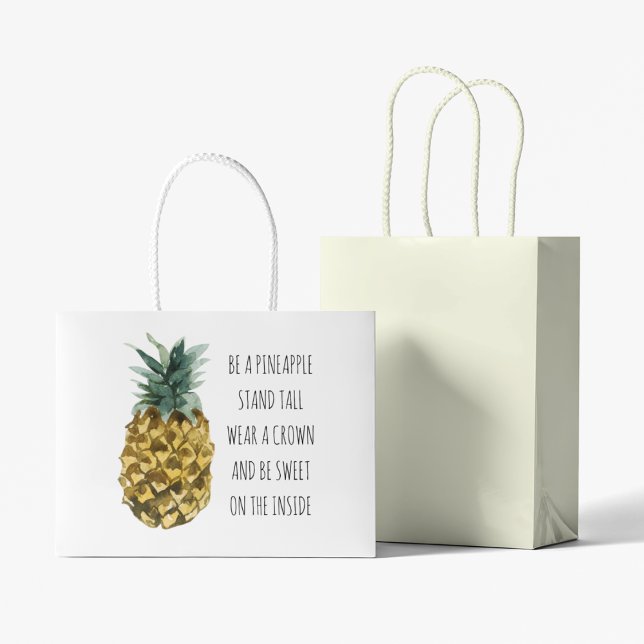 Bolsa De Regalo Grande Acuarela moderna piña y cita graciosa positiva (Subido por el creador)