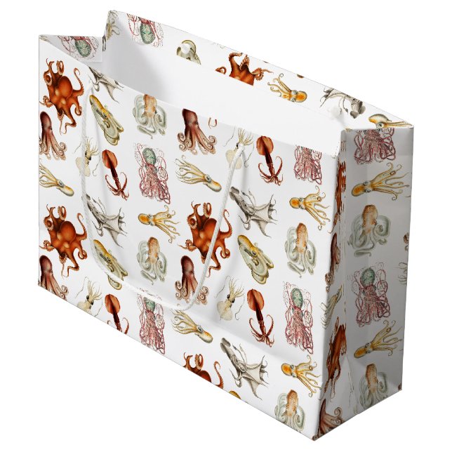 Bolsa De Regalo Grande Acuarela Octopus Cephalopod Ocean Animals (Angulo Anverso)