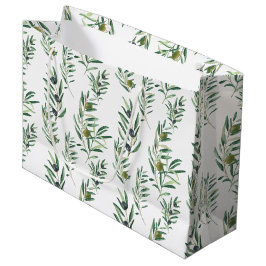 Bolsa De Regalo Grande Acuarela Patrón de Oliva Verde Chic Campestre Fran