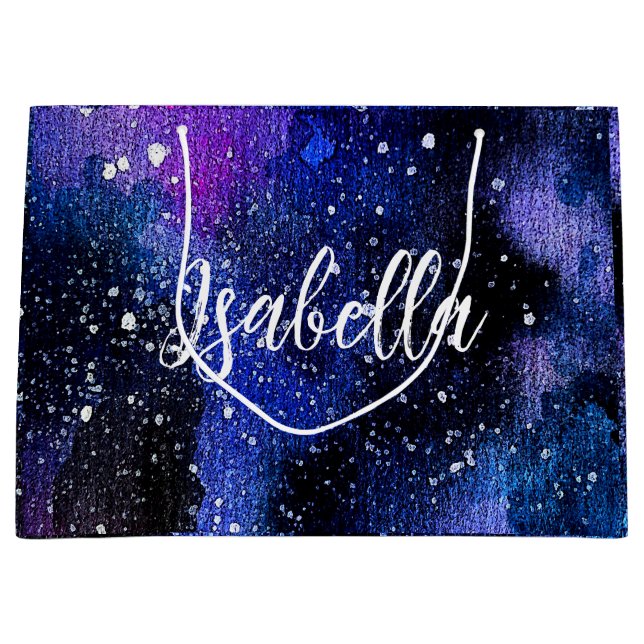 Bolsa De Regalo Grande Acuarela Purple Universo (Anverso)