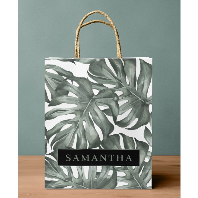 Bolsa De Regalo Grande Acuarela Tropical Oasis Moderno Patrón de hojas (Subido por el creador)