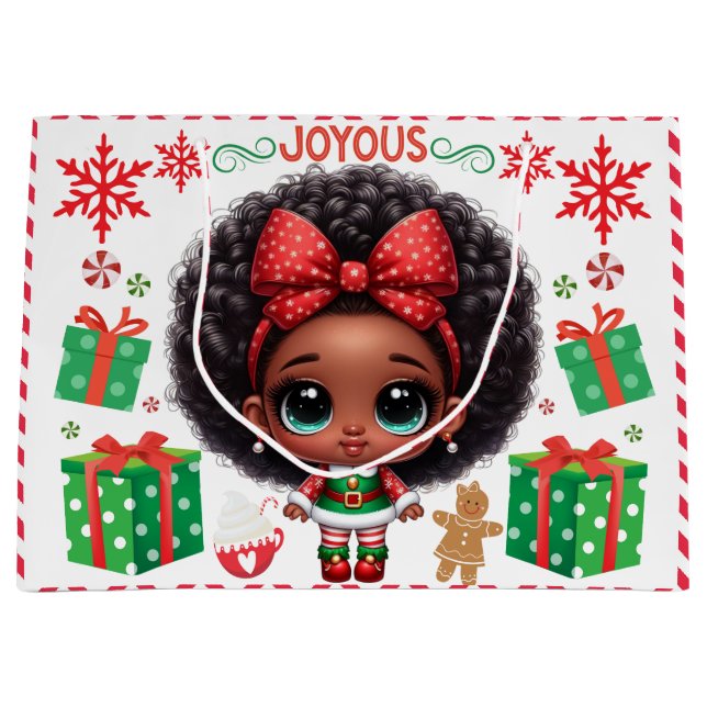 Bolsa De Regalo Grande Adorable bebé niña Navidad Elf (Anverso)