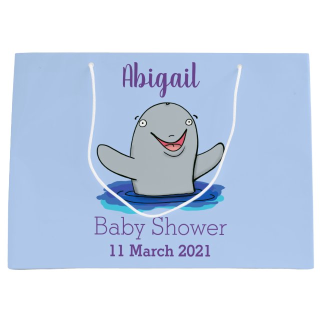 Bolsa De Regalo Grande Adorable feliz ilustracion personalizado de marsop (Anverso)