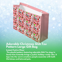 Bolsa De Regalo Grande Adorable patrón de Navidad de Shih Tzu