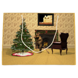 Bolsa De Regalo Grande Adorable ratón decorando un árbol de Navidad