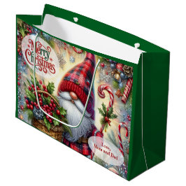 Bolsa De Regalo Grande Adorable Santa Gnome Navidad