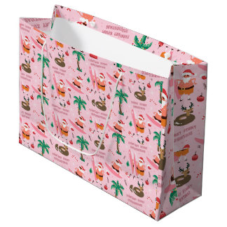 Bolsa De Regalo Grande Adorables Navidades Santa Surfing Funny