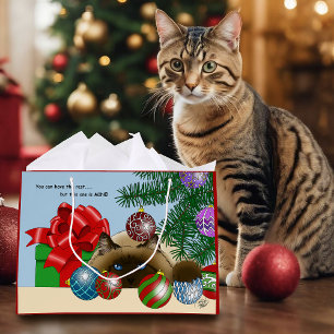 Bolsa De Regalo Grande Adorno de Bola de Navidad Gato Siames Funny