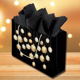Bolsa De Regalo Grande Adornos de árbol de Navidad de borlas doradas sobr