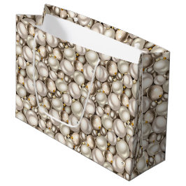 Bolsa De Regalo Grande Adornos de burbujas de marfil plateado y dorado
