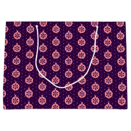 Bolsa De Regalo Grande Adornos Navideños Rosados sobre Fiesta Moderna Púr
