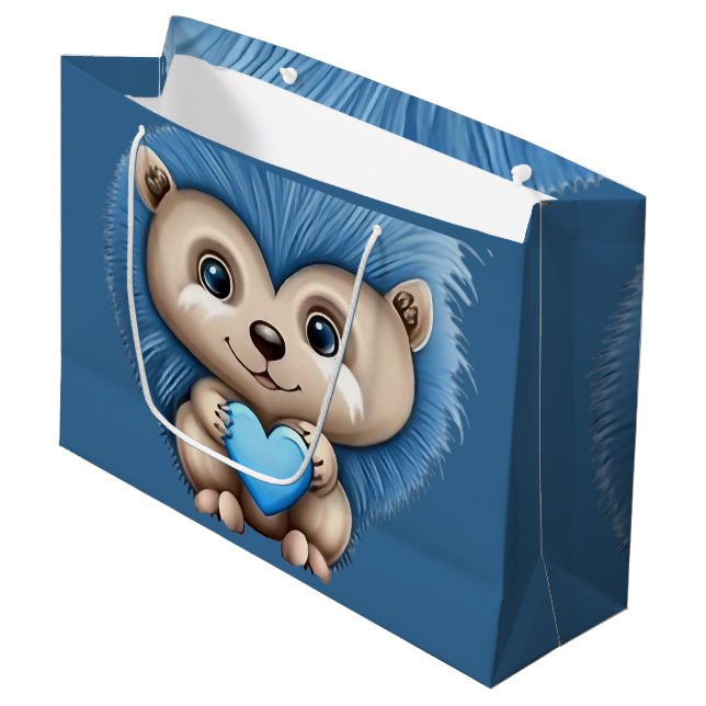 Bolsa De Regalo Grande Adulable Fluffy Blue Animal (Angulo Anverso)