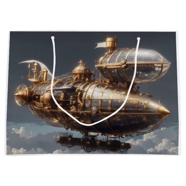 Bolsa De Regalo Grande Aeronave Fantastica Steampunk (Anverso)
