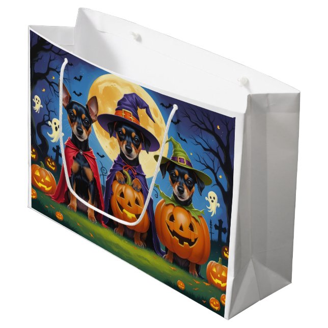 Bolsa De Regalo Grande Affenpinscher Dogs Pumpkin Halloween Funny (Angulo Anverso)