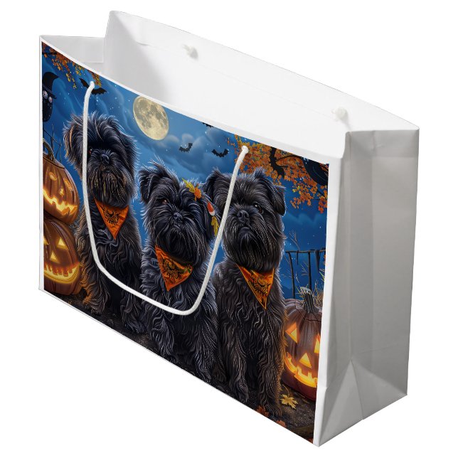 Bolsa De Regalo Grande Affenpinscher Halloween Spooky (Angulo Anverso)