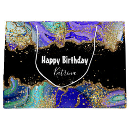 Bolsa De Regalo Grande Agante de oro azul de moda